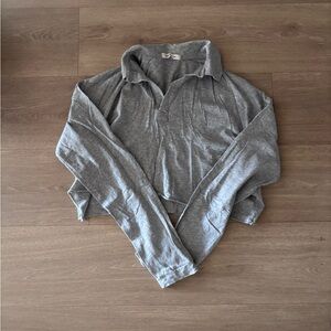 Gray Cropped Long Sleeve with Collars